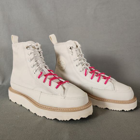CONVERSE Chuck Taylor Off White Leather Crafted Hi Top Boot Size  M 7.5/ W9 - Picture 1 of 16